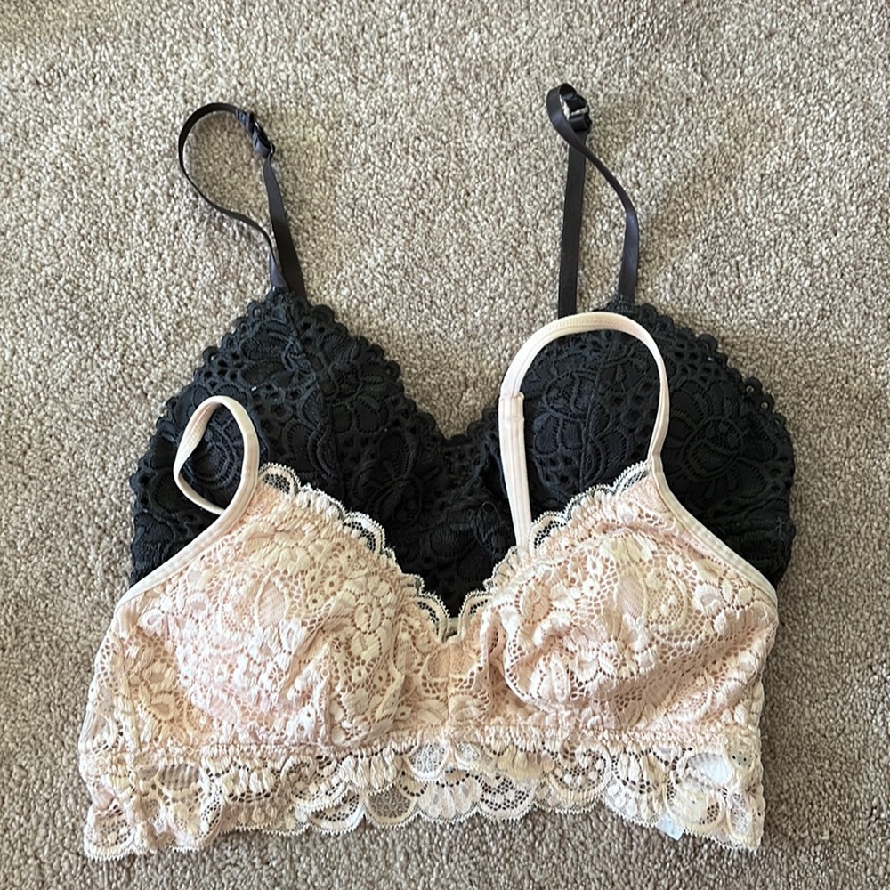 Charcoal gray and Beige Aeropostale bralettes